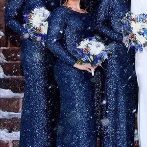 Sorella Vita Blue Sequin Long Sleeve Dress Size 12, formal, wedding/bridesmaid